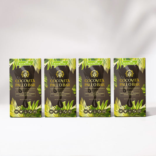 Paleo 85% Cacao Bar (4 PACK BUNDLE) With Graviola, Raspberry And Shilajit